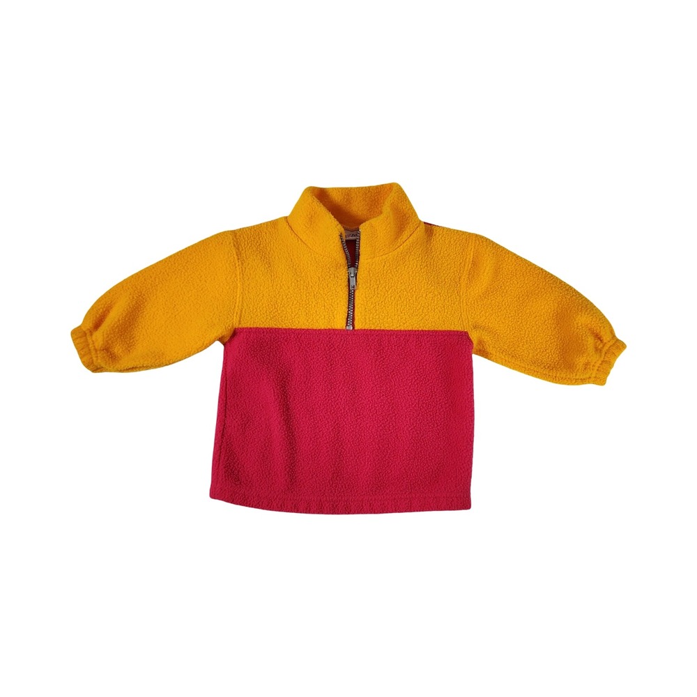 Okie Dokie Kids Yellow Pink Colorblock Fleece Quarter Zip Pullover 18 Months